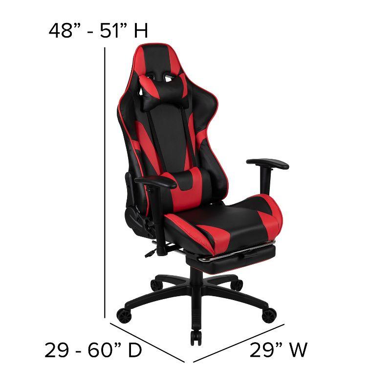 Flash Furniture X30 Gaming Chair Racing Office Ergonomic Computer Chair with Fully Reclining Back and Slide-Out Footrest in Red LeatherSoft