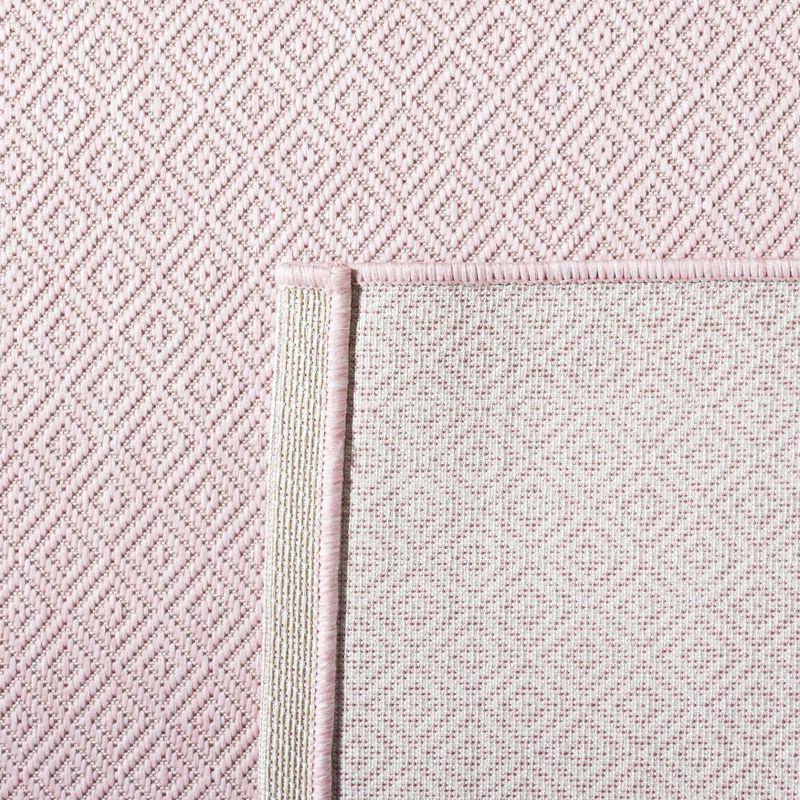 Soft Pink Square Non-slip Synthetic Indoor/Outdoor Rug