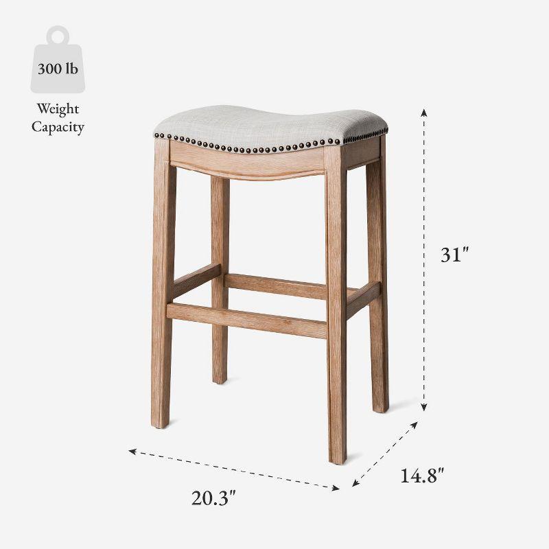 Maven Lane Maven Lane Adrien Saddle Bar Stool In Aged Black Finish 31" With Snow White Fabric Upholstery