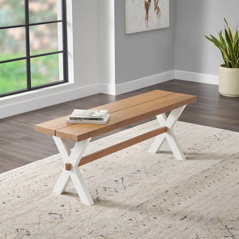 Chelsea 48" Wide Farmhouse Style Table With Crossed Legs Rectangular Dining Bench