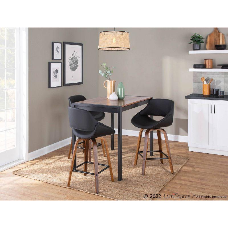 Set of 2 Fabrico Counter Height Barstools with Swivel Walnut/Black - LumiSource: Upholstered, 250lbs Capacity