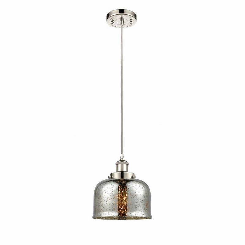 Polished Nickel Mini Pendant with Glass Shade