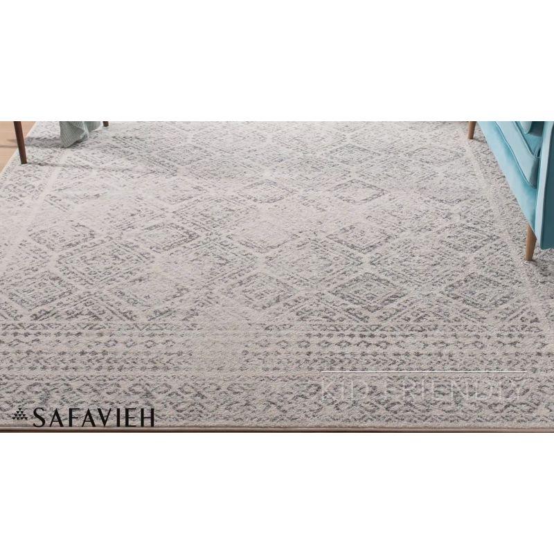 Ivory and Terracotta Geometric Square Synthetic Area Rug - Easy Care