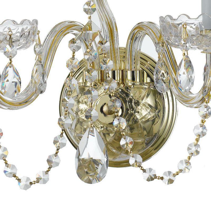 Polished Brass 3-Light Sconce with Clear Hand Cut Crystals