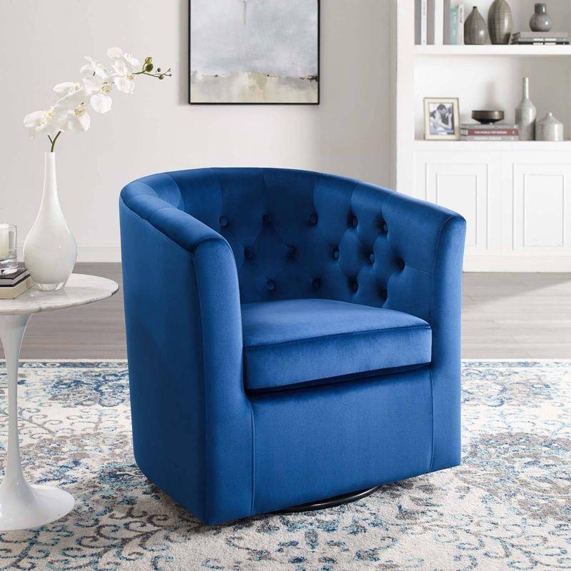 Prospect Tufted Performance Velvet Swivel Armchair Navy - Modway