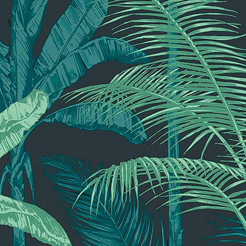 Jungle Mood Green and Black Leaves Tropical Paste the Wall Wallpaper