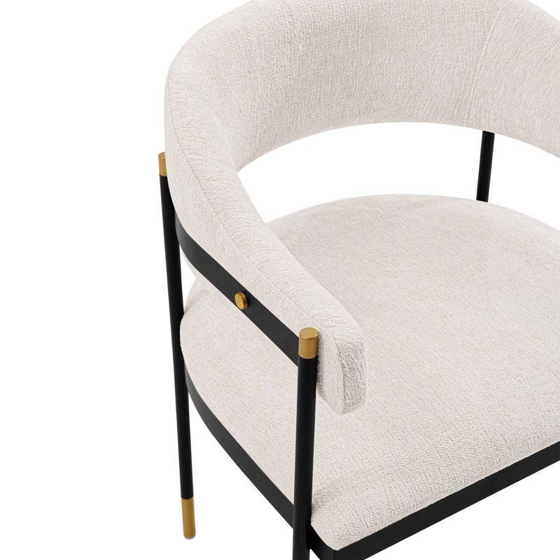 Lia Modern Boucle Upholstered Dining Armchair Cream - Manhattan Comfort