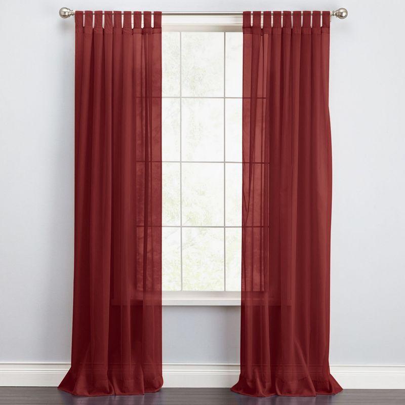 Burgundy Sheer Polyester Tab Top Kids Window Panel