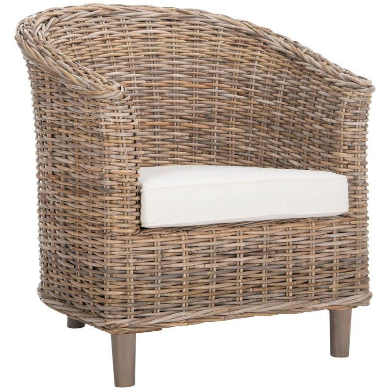 Omni Barrel Chair - FOX6501 - White/Natural Unfinished - Safavieh