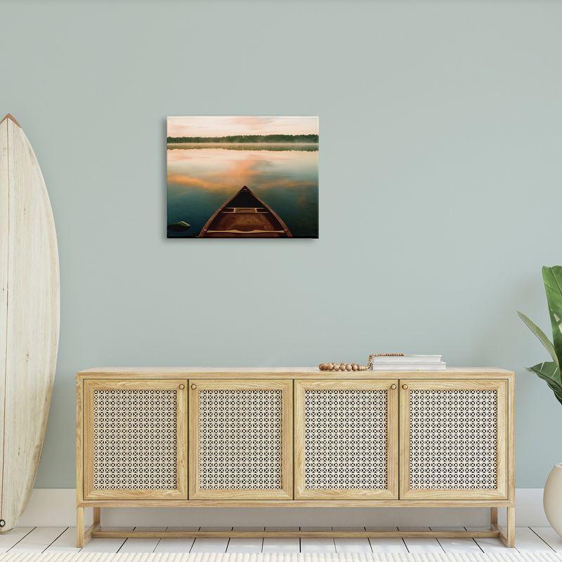 Stupell Industries Canoe On Lake Warm Sunrise Water Reflection by Danita Delimont - Painting