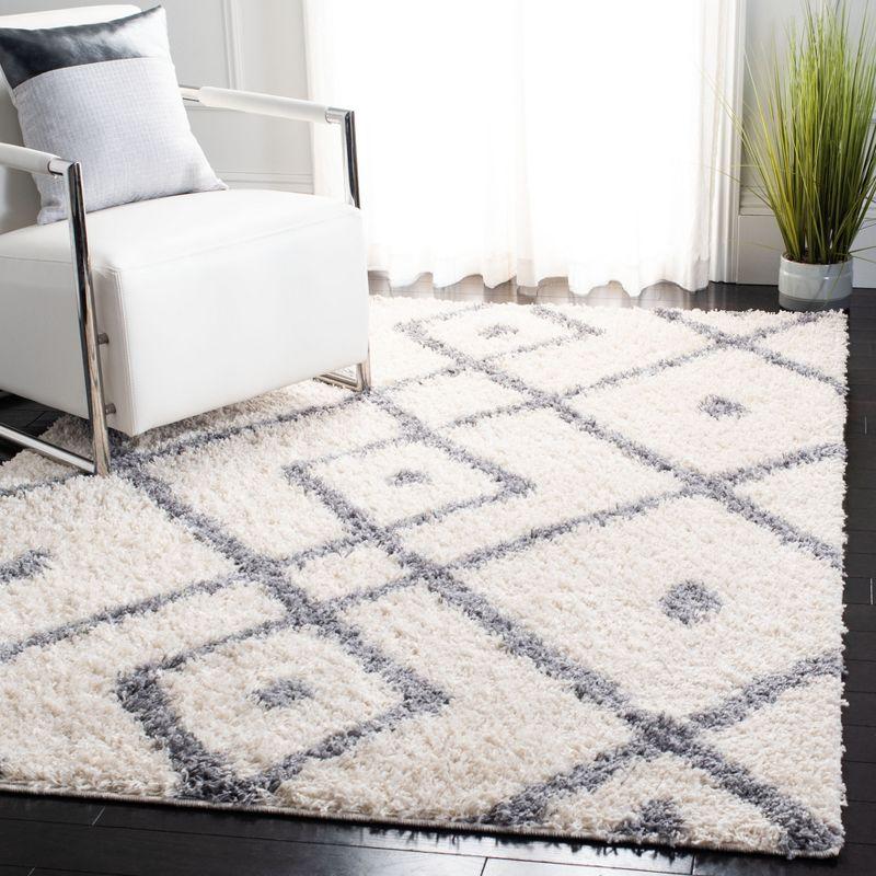 Rectangular Gray Shag Synthetic Easy Care Area Rug