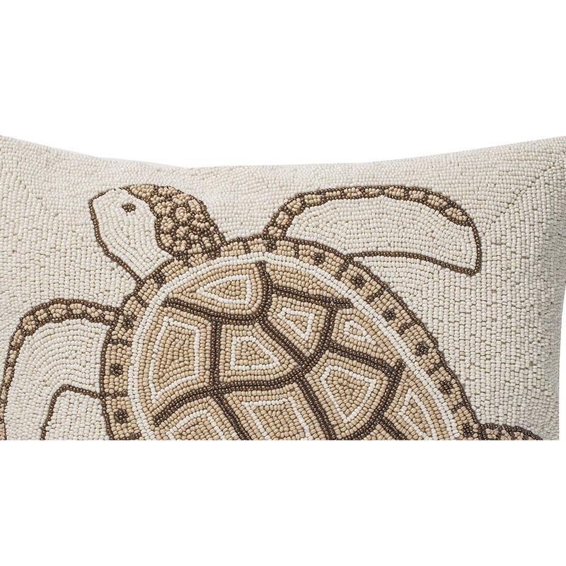 C&F Home 16" x 16" Natural Turtle Hand Beaded Throw Pillow