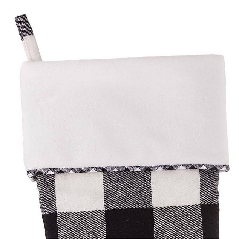 20in HangRight Buffalo Check Christmas Stocking Black/White - Haute Décor: Adjustable Loop, Polyester