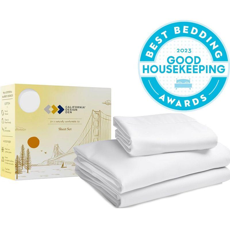 California King Bright White Microfiber Sheet Set