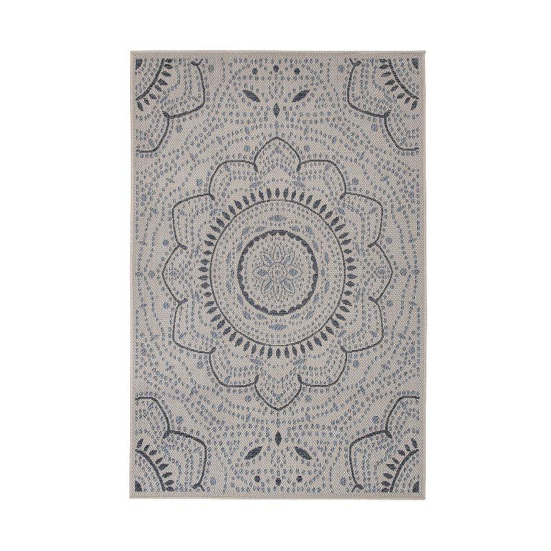 World Rug Gallery Portia Oriental Medallion Indoor/Outdoor Area Rug - Cream 5' x 7'
