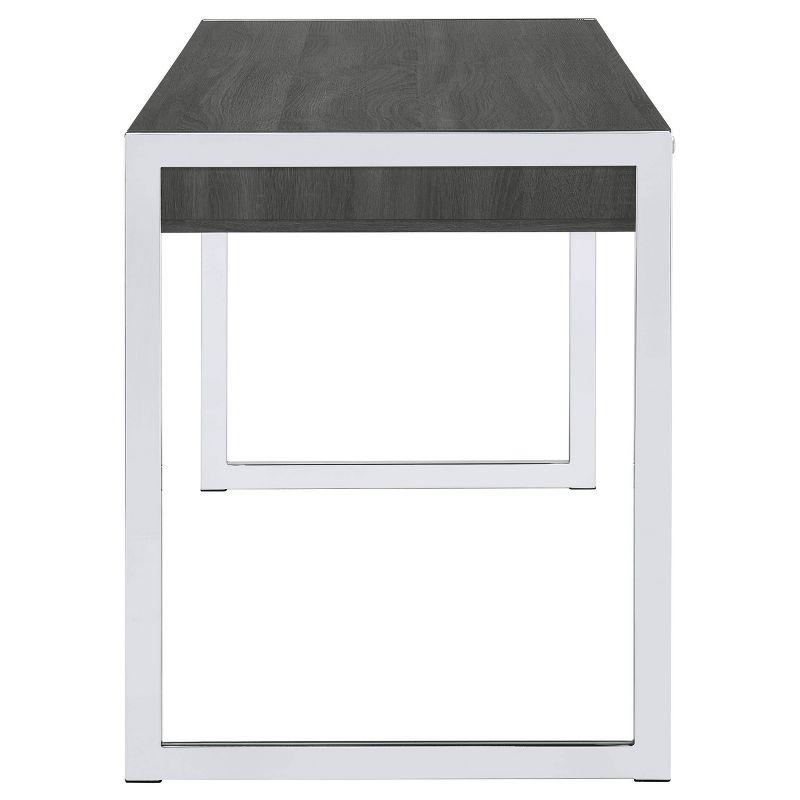 Wallice 2 Drawer Writing Desk with Chrome Base Weathered Gray - Coaster: Modern Home Office Furniture