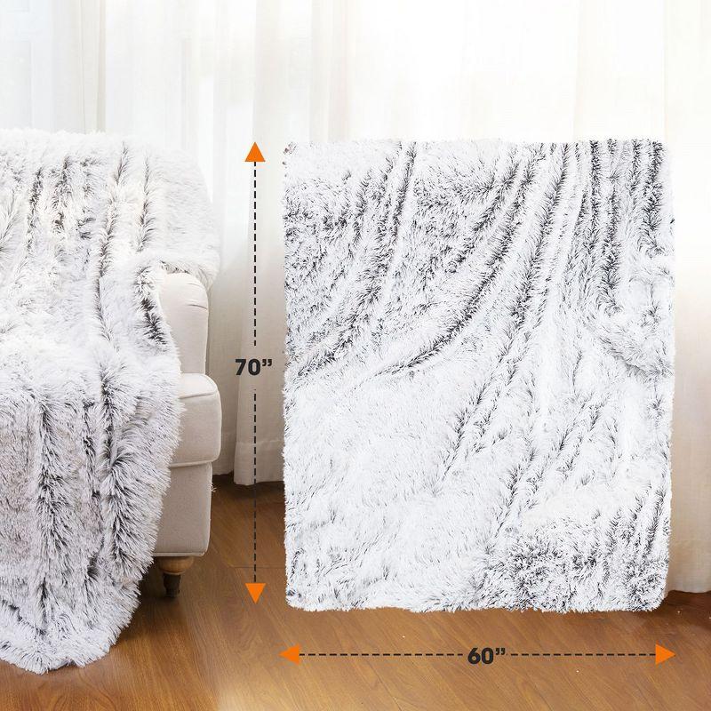 Cheer Collection Long Shaggy Hair Throw Blanket - Gray Ombre (60" x 70")