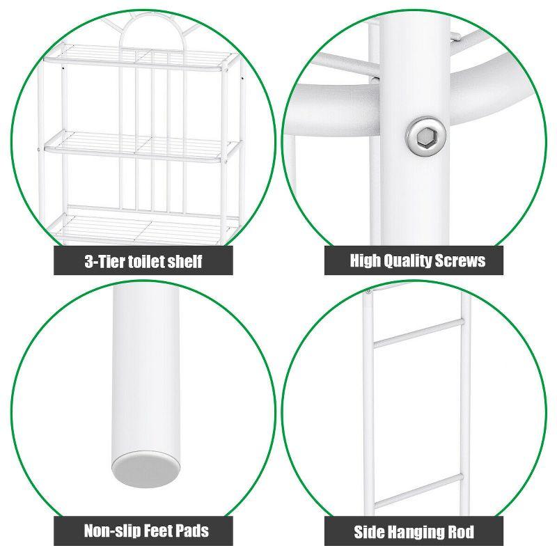 Costway 3 Shelf Over The Toilet Bathroom Space Saver Towel Storage Rack Organizer White