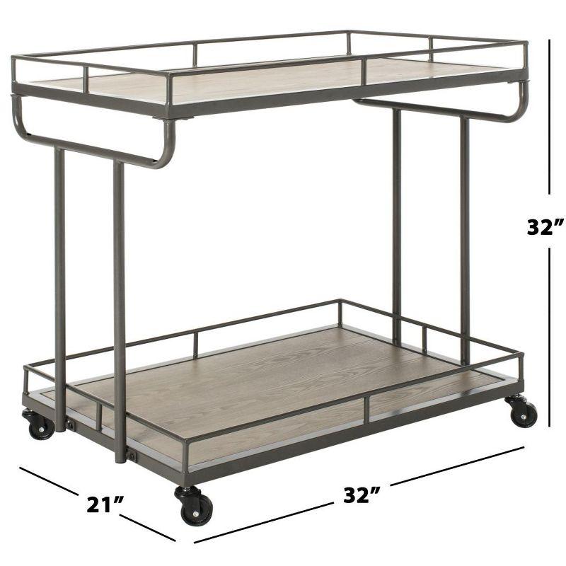 Dawson 2 Tier Rectangle Bar Cart - BCT6200A - Rustic Oak/Gunmetal - Safavieh
