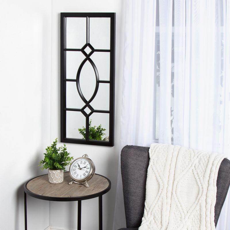 13" x 30" Cassat Framed Wall Accent Mirror Black - Kate and Laurel: Modern Glossy Finish, No Assembly Required