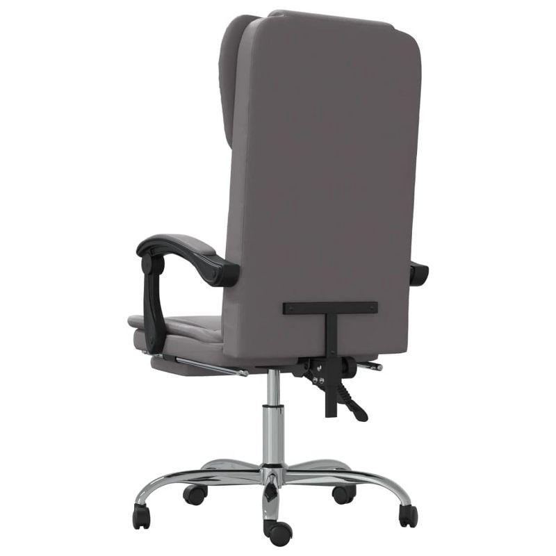 vidaXL Reclining Office Chair- Adjustable, Swivel Design with Rolling Castors, Grey Faux Leather, Metal and Plywood Frame