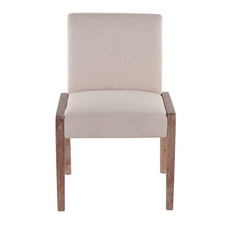 LumiSource Set of 2 Carmen Dining Chairs White Wash/Beige: Contemporary Upholstered, Wood Frame, Foam Fill