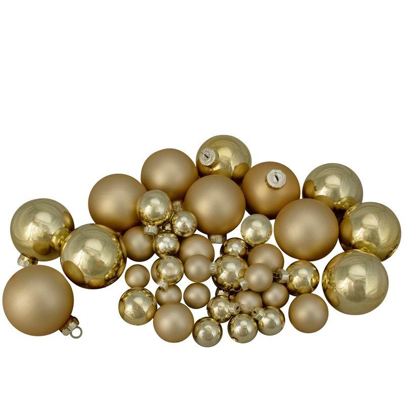 Gold Glass Matte and Shiny Christmas Ball Ornament Set