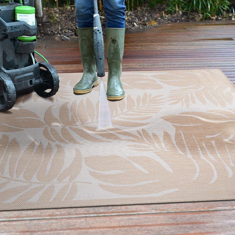 World Rug Gallery Floral Leaves Textured Flat Weave Indoor/Outdoor Area Rug - NATURAL 7'10"X10'