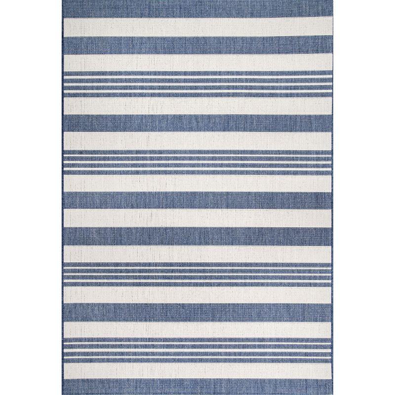 Nuloom Robin Striped 10x13 Indoor/Outdoor Area Rug for Living Room Patio Deck Front Porch Kitchen, Blue/Ivory