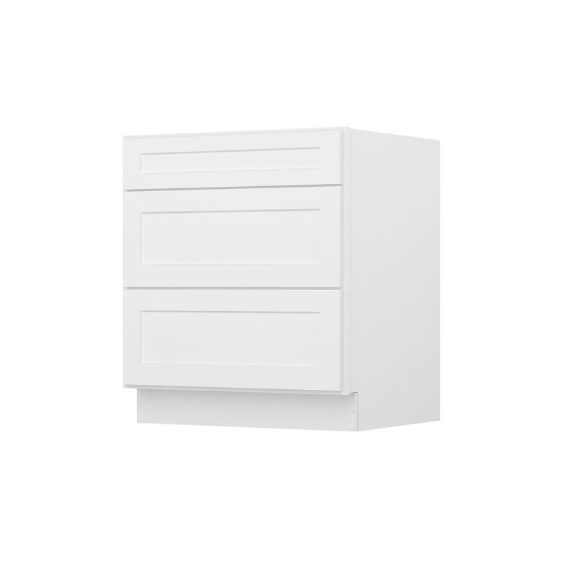 HOMLUX Easy-DIY Shaker White Ready to Assemble Drawer Base Kitchen Cabinet With 3-Drawers