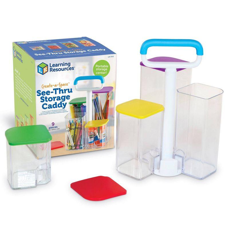 Colorful Stackable Kids' See-Thru Storage Caddy with Lids