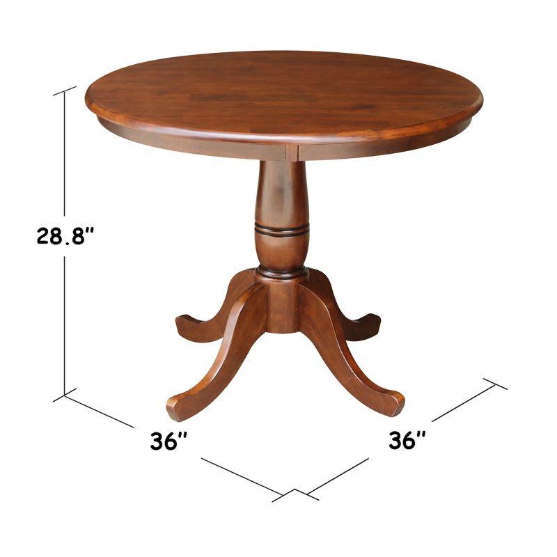 Espresso Round Solid Wood Dining Table with Pedestal Base