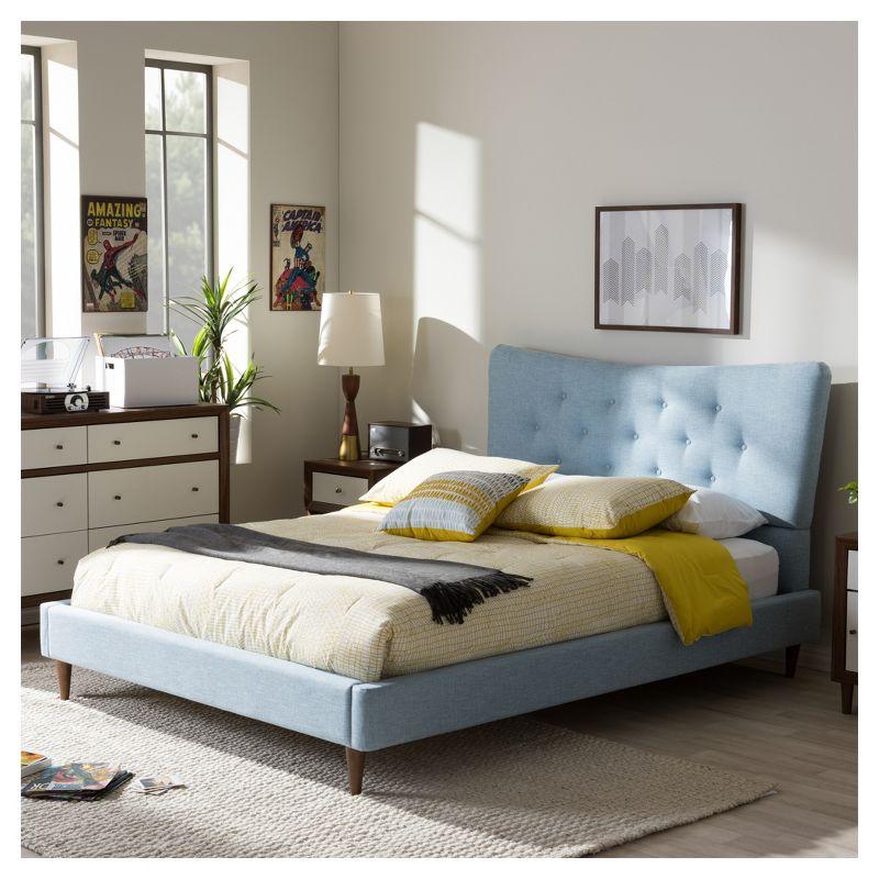 Hannah King-Sized Linen Upholstered Bed with Tufted Headboard