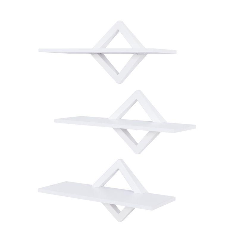 40" x 27.5" Three Tier Diamonds Shelving System White - Danya B.: Modern Laminated MDF, Includes Mounting Hardware