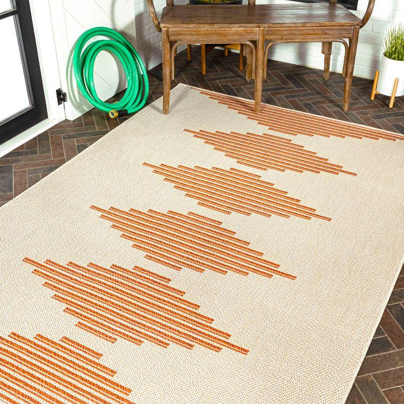 Beige and Orange Stripe 8' x 10' Synthetic Indoor/Outdoor Rug