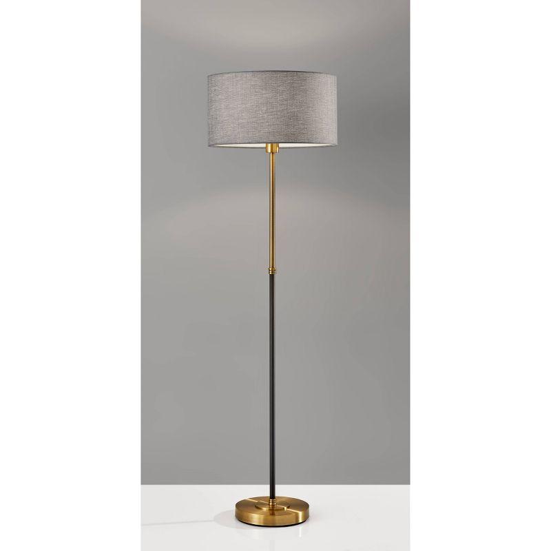Bergen 59" Antique Brass & Black Mid-Century Modern Floor Lamp