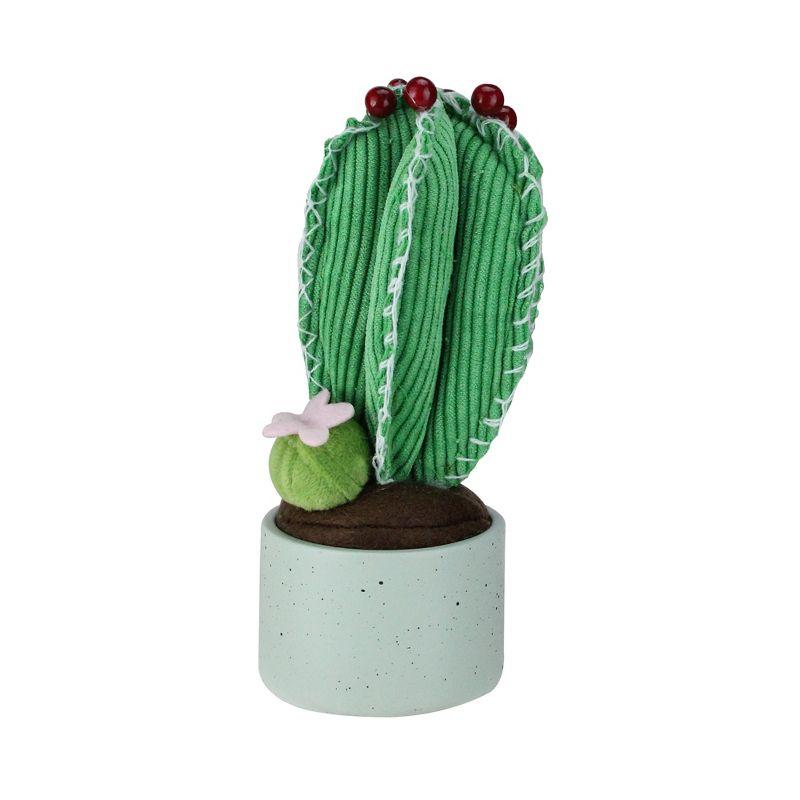 7" Green Artificial Plush Cactus in Gray Pot Tabletop Decoration