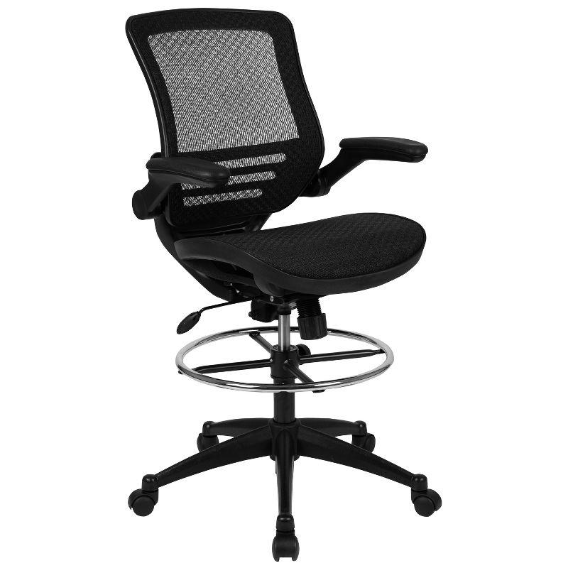 Elevate Black Mesh Drafting Chair with Adjustable Arms and Swivel