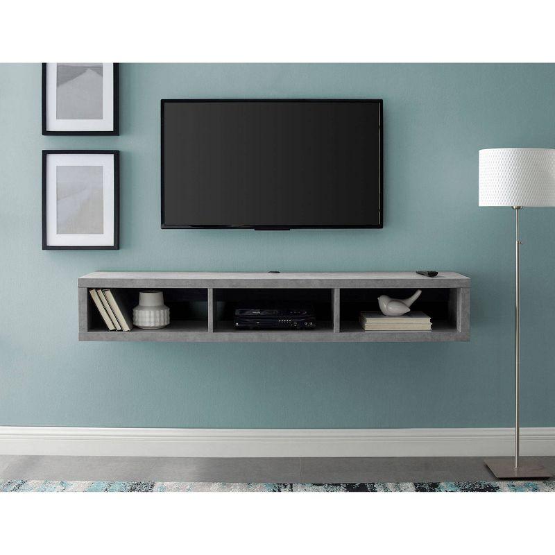 Stone Gray 60" Wall Mounted TV Console with Concealed Wire Management