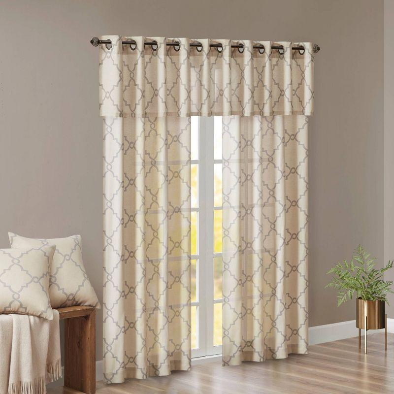 Saratoga Fretwork Print Grommet Top Window Valance