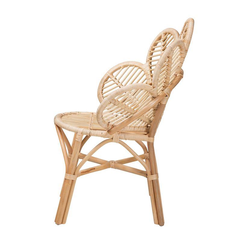 bali & pari Bianca Modern Bohemian Natural Brown Rattan Flower Chair