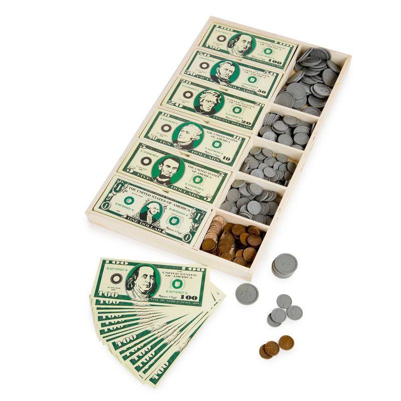 Melissa & Doug Play Money Set - Educational Toy With Paper Bills and Plastic Coins (50 of each denomination) and Wooden Cash Drawer for Storage