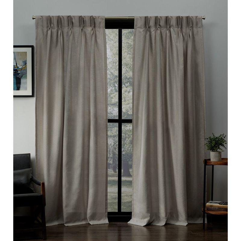 Loha Beige Linen Pinch Pleat Curtain Panel Pair, 96" Length