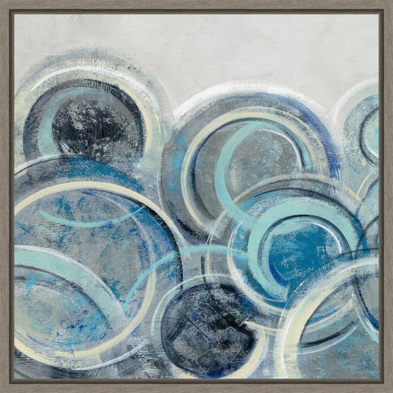 Blue and Gray Abstract Circles Canvas Wall Art