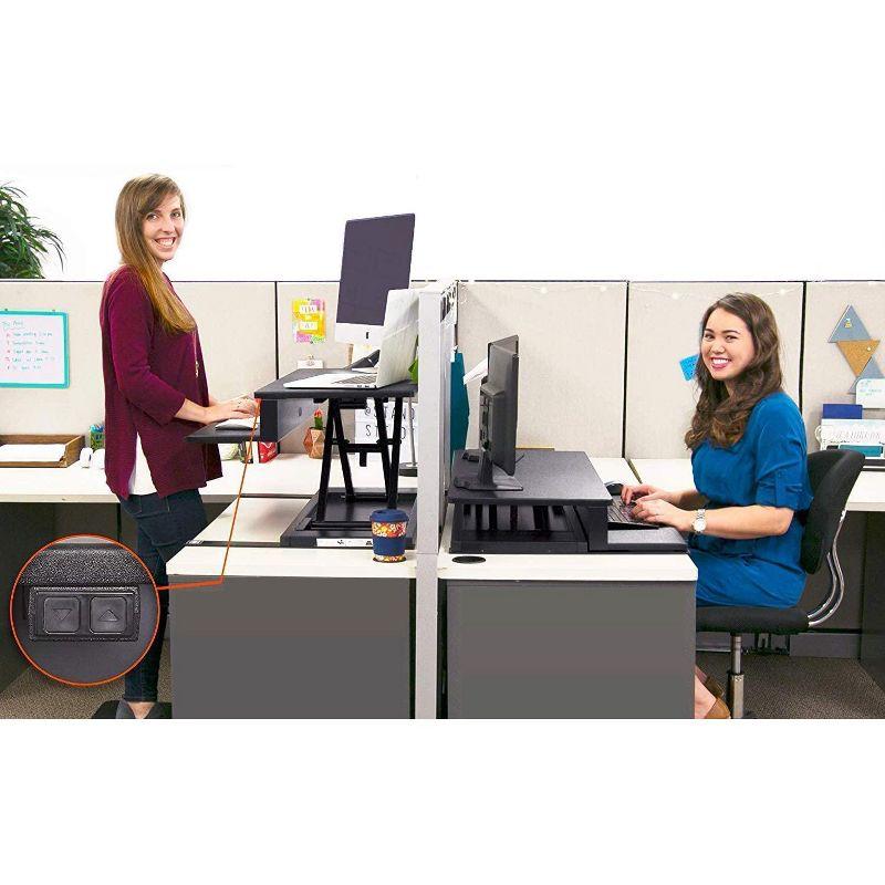 FlexPro Premier Electric Standing Desk Converter – 36" Sit to Stand Workstation – Black – Stand Steady