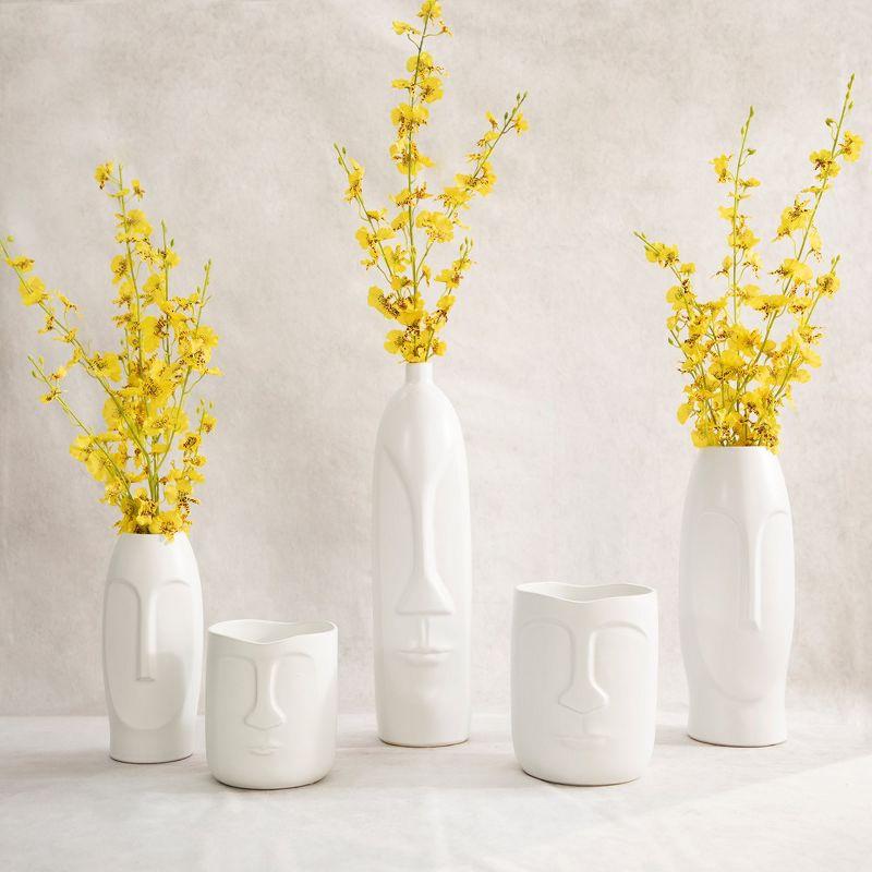 Sagebrook Home 18" Ceramic Face Vase - Ceramic Table Decor, Rustic Decorative Centerpiece For Home, Wedding, Office Decor - White Vase Decor