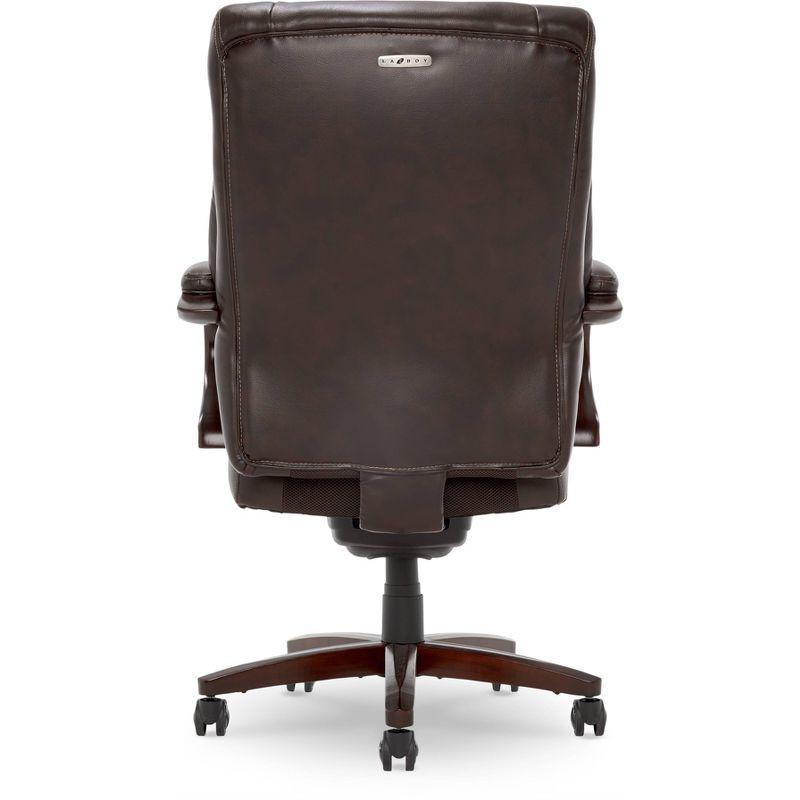 La-Z-Boy La-Z-Boy Bellamy Executive Office Chair with Memory Foam Cushions, Real Wood Arms and Swivel Base, Waterfall Seat Edge, Faux Bonded Leather