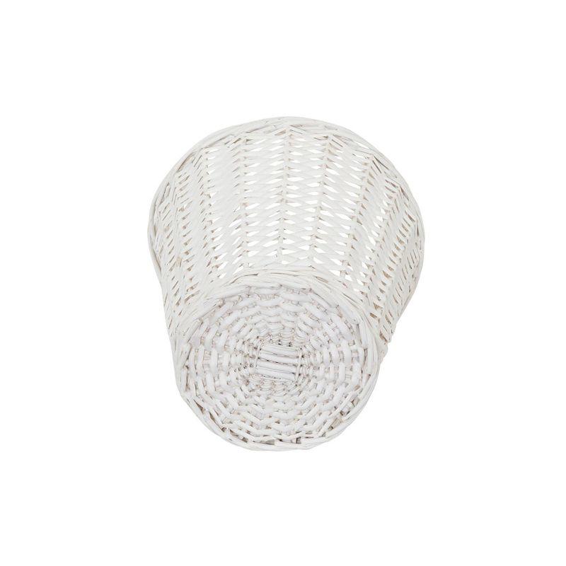 Household Essentials Wicker Waste Basket White: Indoor Trash Can, Open Top, Small, Spot Clean, 13.9L Capacity