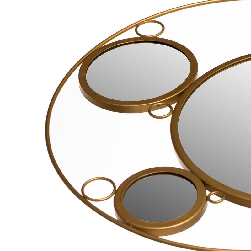 Mercer41 Hildebert Decorative 19.75-inch Round Frame Gold Modern Accent Mirror with 4 Glass Mirror Balls