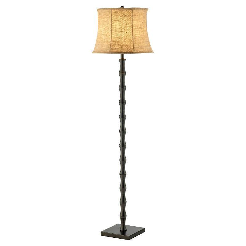 62" 3-way Stratton Floor Lamp Black - Adesso: Burlap Shade, Metal Body, UL Listed, Modern Decor